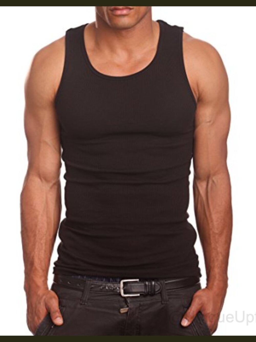 Mens A-Shirts 3 Pack Cotton Undershirt Tank Top Stretch Scoop Neck Sleeveless